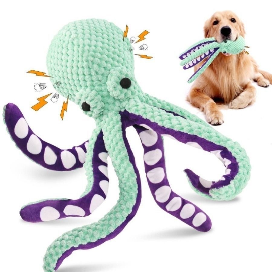 Squeaky Octopus Plush Dog Toy  - Indestructible Dog Chew Toy recension och pris