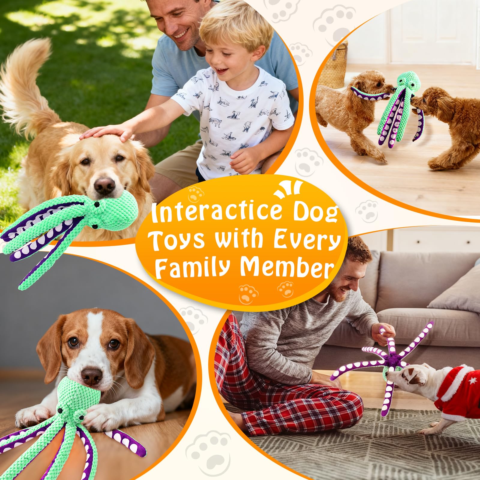 Squeaky Octopus Plush Dog Toy  - Indestructible Dog Chew Toy recension och pris