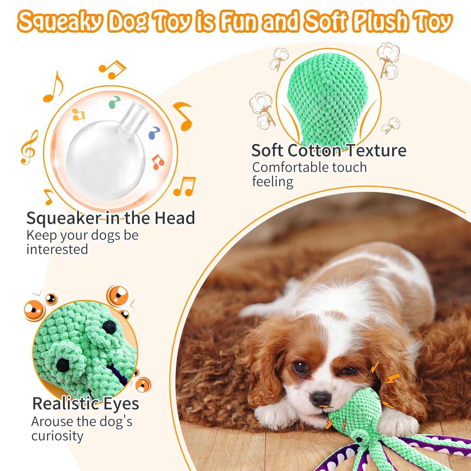 Squeaky Octopus Plush Dog Toy  - Indestructible Dog Chew Toy recension och pris